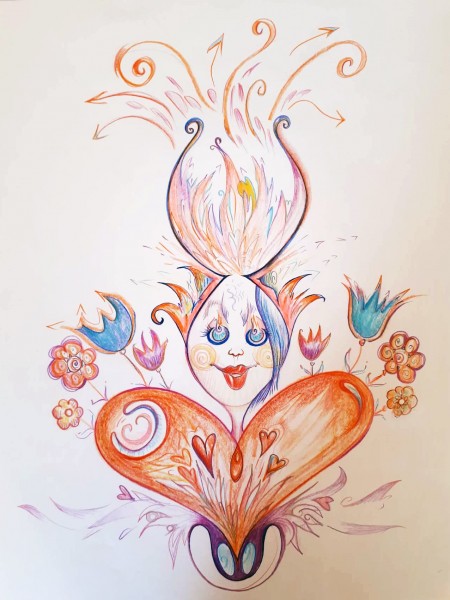 tulip girl with heart